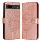 For Google Pixel 6a Embossed Butterfly Leather Phone Case(Rose Gold) - 2