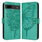 For Google Pixel 6a Embossed Butterfly Leather Phone Case(Green) - 2