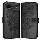 For Google Pixel 6a Embossed Butterfly Leather Phone Case(Black) - 2