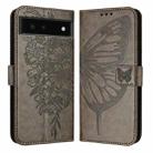 For Google Pixel 6 Embossed Butterfly Leather Phone Case(Grey) - 2