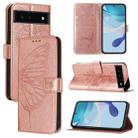 For Google Pixel 6 Embossed Butterfly Leather Phone Case(Rose Gold) - 1