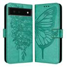 For Google Pixel 6 Embossed Butterfly Leather Phone Case(Green) - 2