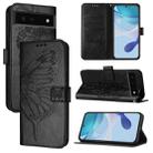 For Google Pixel 6 Embossed Butterfly Leather Phone Case(Black) - 1