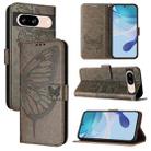 For Google Pixel 8 Embossed Butterfly Leather Phone Case(Grey) - 1
