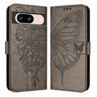 For Google Pixel 8 Embossed Butterfly Leather Phone Case(Grey) - 2