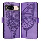 For Google Pixel 8 Embossed Butterfly Leather Phone Case(Purple) - 2