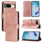 For Google Pixel 8 Embossed Butterfly Leather Phone Case(Rose Gold) - 1