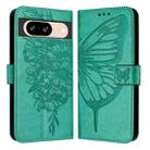 For Google Pixel 8 Embossed Butterfly Leather Phone Case(Green) - 2