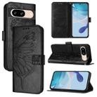 For Google Pixel 8 Embossed Butterfly Leather Phone Case(Black) - 1