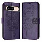 For Google Pixel 8 Embossed Butterfly Leather Phone Case(Dark Purple) - 2