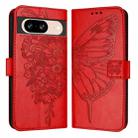 For Google Pixel 8 Embossed Butterfly Leather Phone Case(Red) - 2