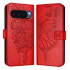 For Google Pixel 10 / 10 Pro+ Embossed Butterfly Leather Phone Case(Red) - 2