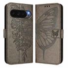 For Google Pixel 10 Pro XL Embossed Butterfly Leather Phone Case(Grey) - 2
