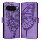 For Google Pixel 10 Pro XL Embossed Butterfly Leather Phone Case(Purple) - 2