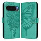 For Google Pixel 10 Pro XL Embossed Butterfly Leather Phone Case(Green) - 2