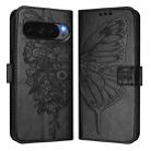 For Google Pixel 10 Pro XL Embossed Butterfly Leather Phone Case(Black) - 2