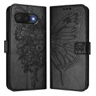 For Google Pixel 9a Embossed Butterfly Leather Phone Case(Black) - 2