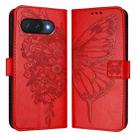 For Google Pixel 9a Embossed Butterfly Leather Phone Case(Red) - 2