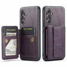 For Samsung Galaxy S24+ 5G Fierre Shann Oil Wax Cow Leather Card Holder Back Phone Case(Purple) - 1