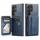 For Samsung Galaxy S24 Ultra 5G Fierre Shann Oil Wax Cow Leather Card Holder Back Phone Case(Blue) - 1