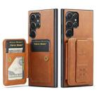 For Samsung Galaxy S24 Ultra 5G Fierre Shann Oil Wax Cow Leather Card Holder Back Phone Case(Brown) - 1