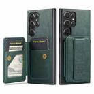 For Samsung Galaxy S23 Ultra 5G Fierre Shann Oil Wax Cow Leather Card Holder Back Phone Case(Green) - 1