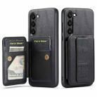 For Samsung Galaxy S23+ 5G Fierre Shann Oil Wax Cow Leather Card Holder Back Phone Case(Black) - 1
