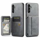For Samsung Galaxy A13 5G Fierre Shann Oil Wax Cow Leather Card Holder Back Phone Case(Grey) - 1