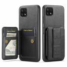 For Samsung Galaxy A22 5G Fierre Shann Oil Wax Cow Leather Card Holder Back Phone Case(Black) - 1