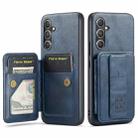 For Samsung Galaxy A24 5G Fierre Shann Oil Wax Cow Leather Card Holder Back Phone Case(Blue) - 1