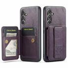 For Samsung Galaxy A34 5G Fierre Shann Oil Wax Cow Leather Card Holder Back Phone Case(Purple) - 1