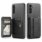 For Samsung Galaxy A35 5G Fierre Shann Oil Wax Cow Leather Card Holder Back Phone Case(Black) - 1