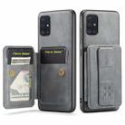 For Samsung Galaxy A51 4G Fierre Shann Oil Wax Cow Leather Card Holder Back Phone Case(Grey) - 1