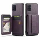 For Samsung Galaxy A51 4G Fierre Shann Oil Wax Cow Leather Card Holder Back Phone Case(Purple) - 1