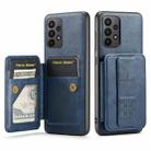 For Samsung Galaxy A52 5G/4G Fierre Shann Oil Wax Cow Leather Card Holder Back Phone Case(Blue) - 1