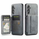 For Samsung Galaxy A54 5G Fierre Shann Oil Wax Cow Leather Card Holder Back Phone Case(Grey) - 1