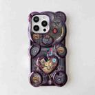 For iPhone 16 Pro Max Bear Shaped Embossed Electroplated TPU Phone Case(Purple) - 3