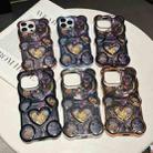 For iPhone 16 Pro Bear Shaped Embossed Electroplated TPU Phone Case(Purple) - 2