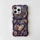 For iPhone 16 Bear Shaped Embossed Electroplated TPU Phone Case(Purple) - 3