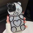 For iPhone 15 Pro Max Bear Shaped Embossed Electroplated Laser TPU Phone Case(Black) - 1