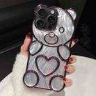 For iPhone 15 Pro Bear Shaped Embossed Electroplated Laser TPU Phone Case(Purple) - 1