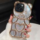 For iPhone 15 Bear Shaped Embossed Electroplated Laser TPU Phone Case(Gold) - 1