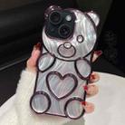 For iPhone 13 Bear Shaped Embossed Electroplated Laser TPU Phone Case(Purple) - 1