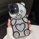 For iPhone 12 Bear Shaped Embossed Electroplated Laser TPU Phone Case(Black) - 1