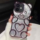 For iPhone 12 Bear Shaped Embossed Electroplated Laser TPU Phone Case(Purple) - 1