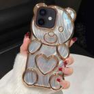 For iPhone 12 Bear Shaped Embossed Electroplated Laser TPU Phone Case(Gold) - 1