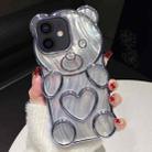 For iPhone 11 Bear Shaped Embossed Electroplated Laser TPU Phone Case(Blue) - 1