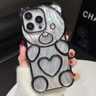 For iPhone 16 Pro Max Bear Shaped Embossed Electroplated Laser TPU Phone Case(Black) - 1