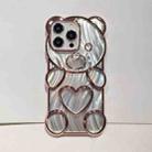 For iPhone 16 Pro Max Bear Shaped Embossed Electroplated Laser TPU Phone Case(Black) - 3