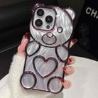 For iPhone 16 Pro Max Bear Shaped Embossed Electroplated Laser TPU Phone Case(Purple) - 1